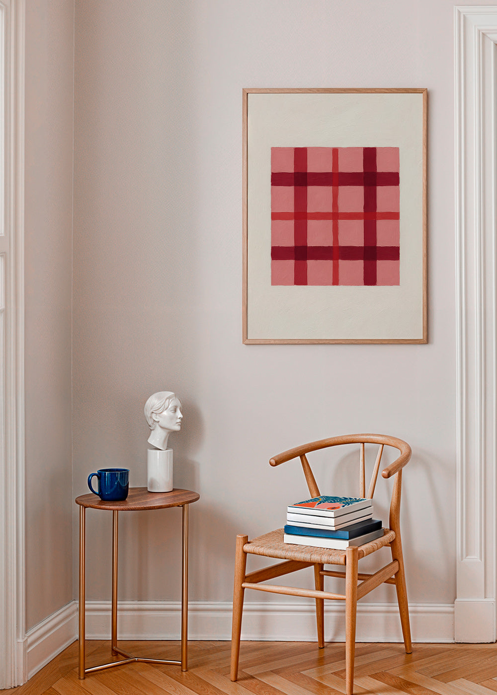 Cuadro geométrico tartán rosa pintado – Product1