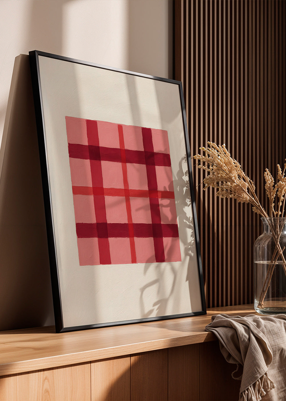 Cuadro geométrico tartán rosa pintado – Product2