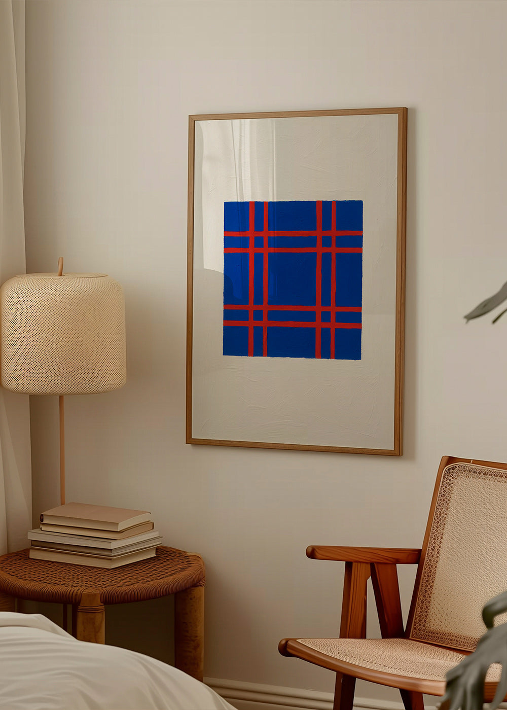 Cuadro geométrico azul con trama roja – Product3