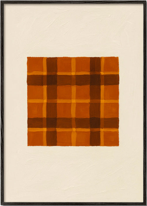 Cuadro geométrico ocre con panel central – Black Frame