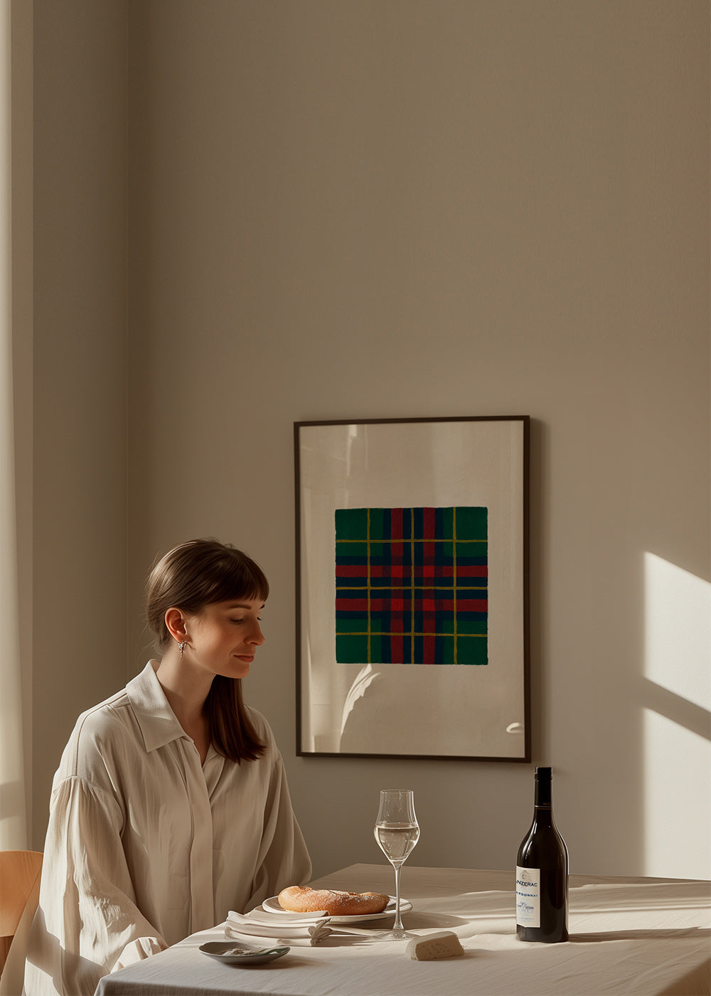 Cuadro geométrico con trama tartán pintada a mano – Product3