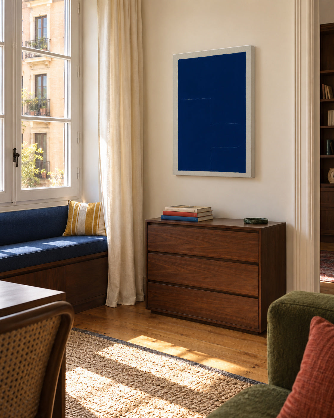 Midnight Blueprint I - Unframed canvas in an interior