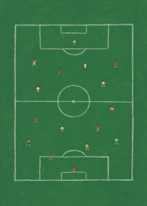 Cuadro deportivo: campo de fútbol ilustrado