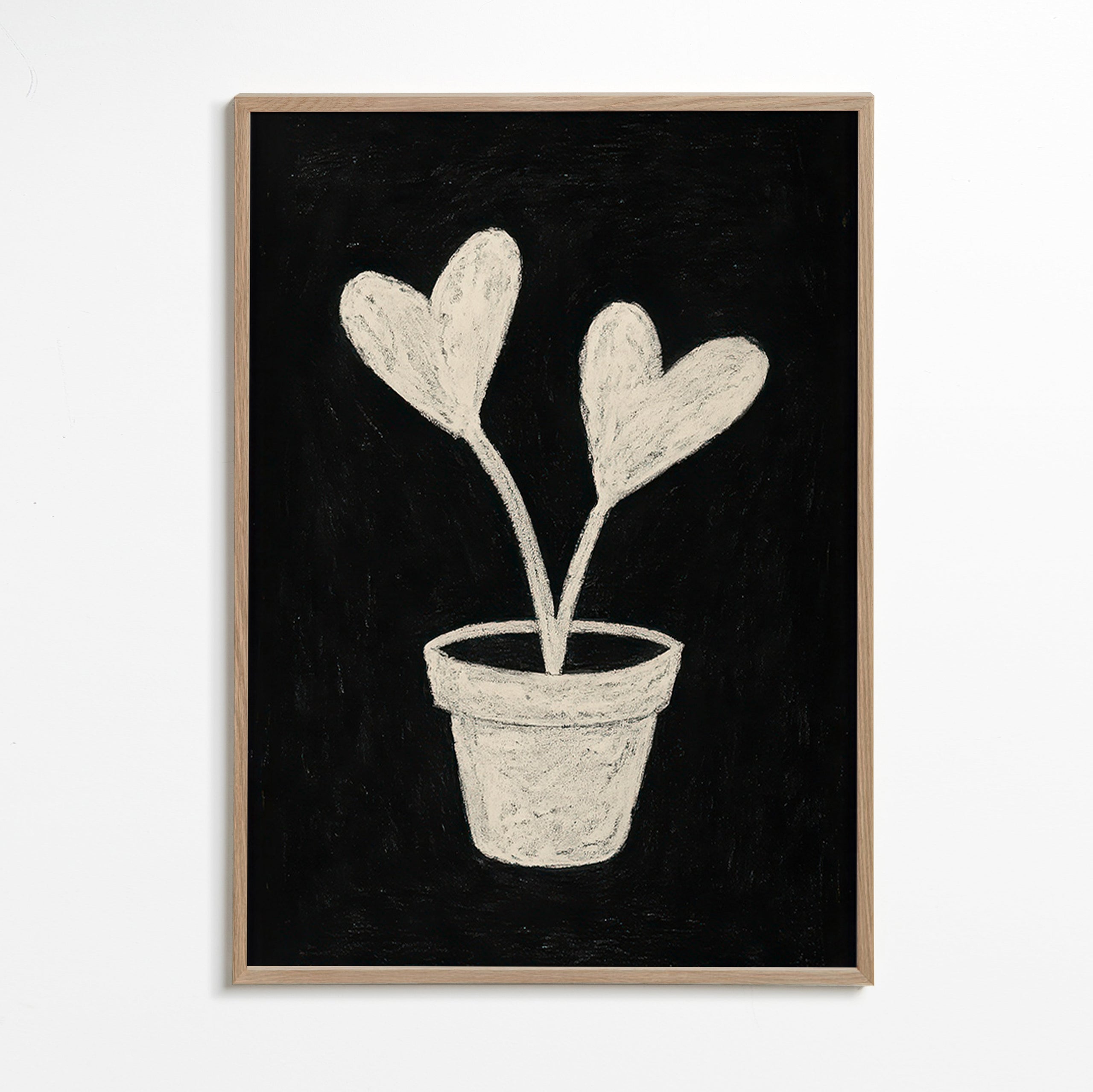 Lámina botánica con hojas en forma de corazón – Oak Frame