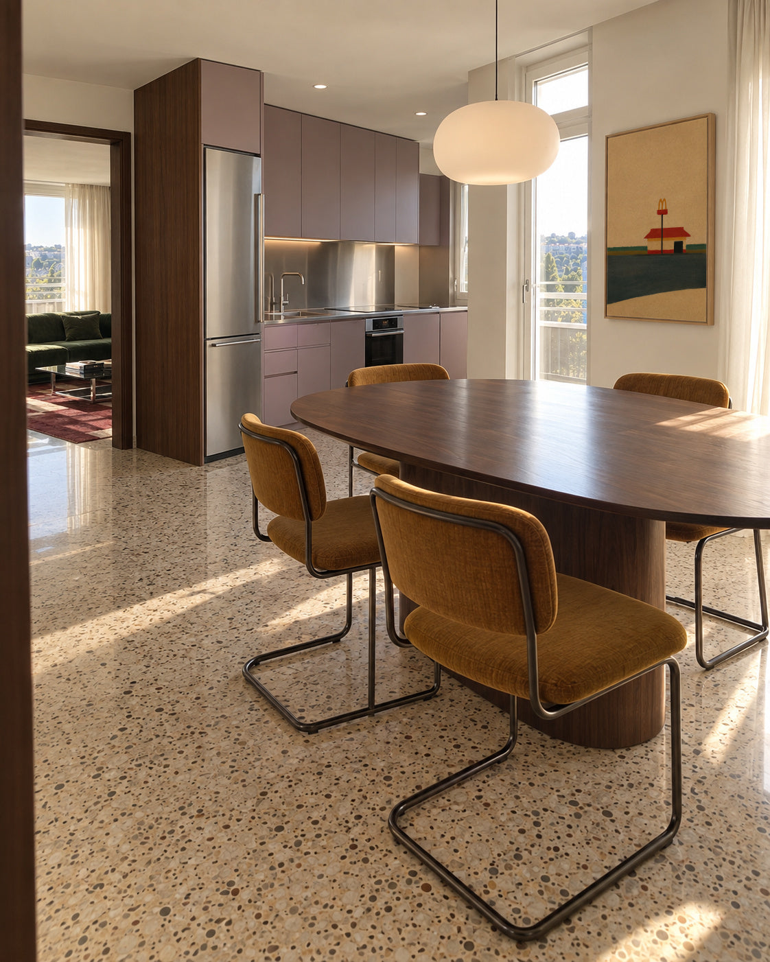 Golden Arches Horizon - Framed canvas in an interior