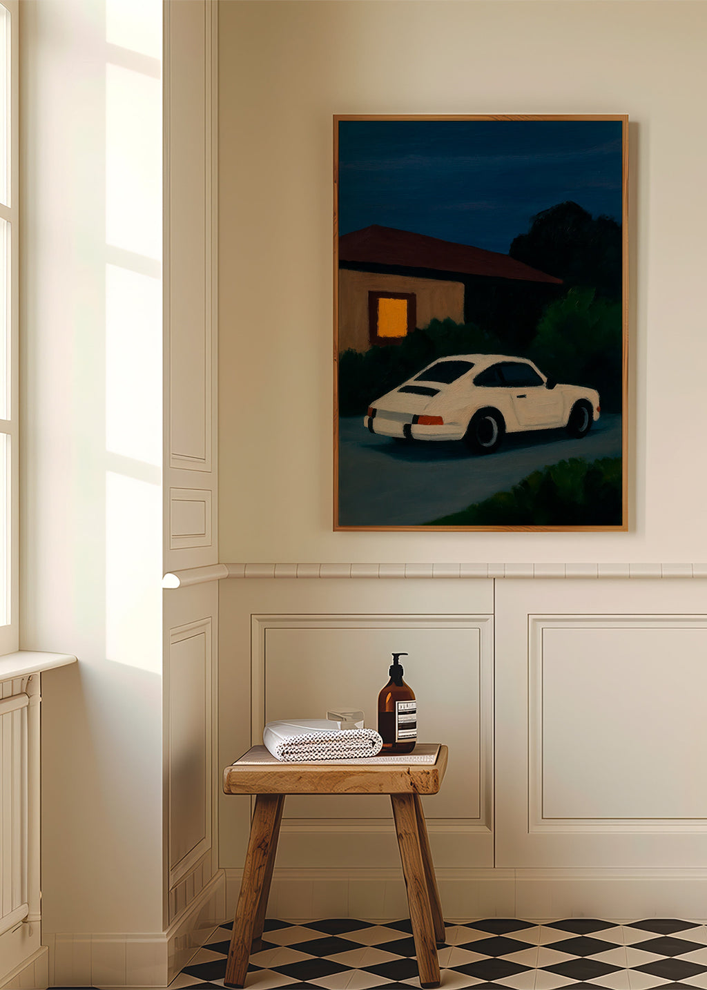 Cuadro vintage con coche clásico en noche serena – Product3