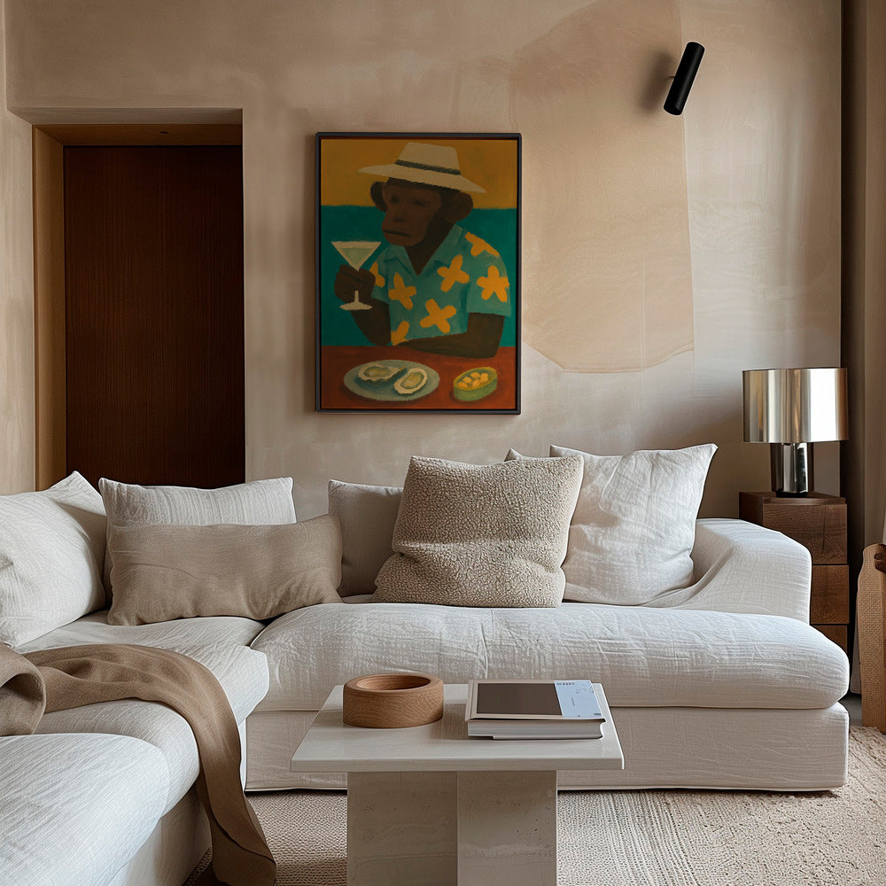 Cuadro de cocina con mono y cóctel – Canvas2