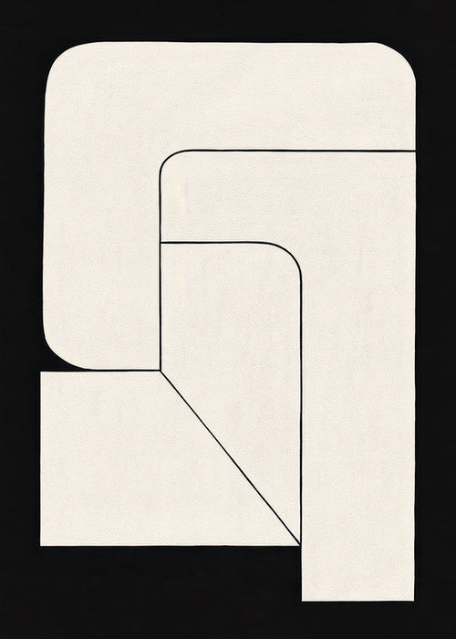 Cuadro geométrico minimalista crema y negro