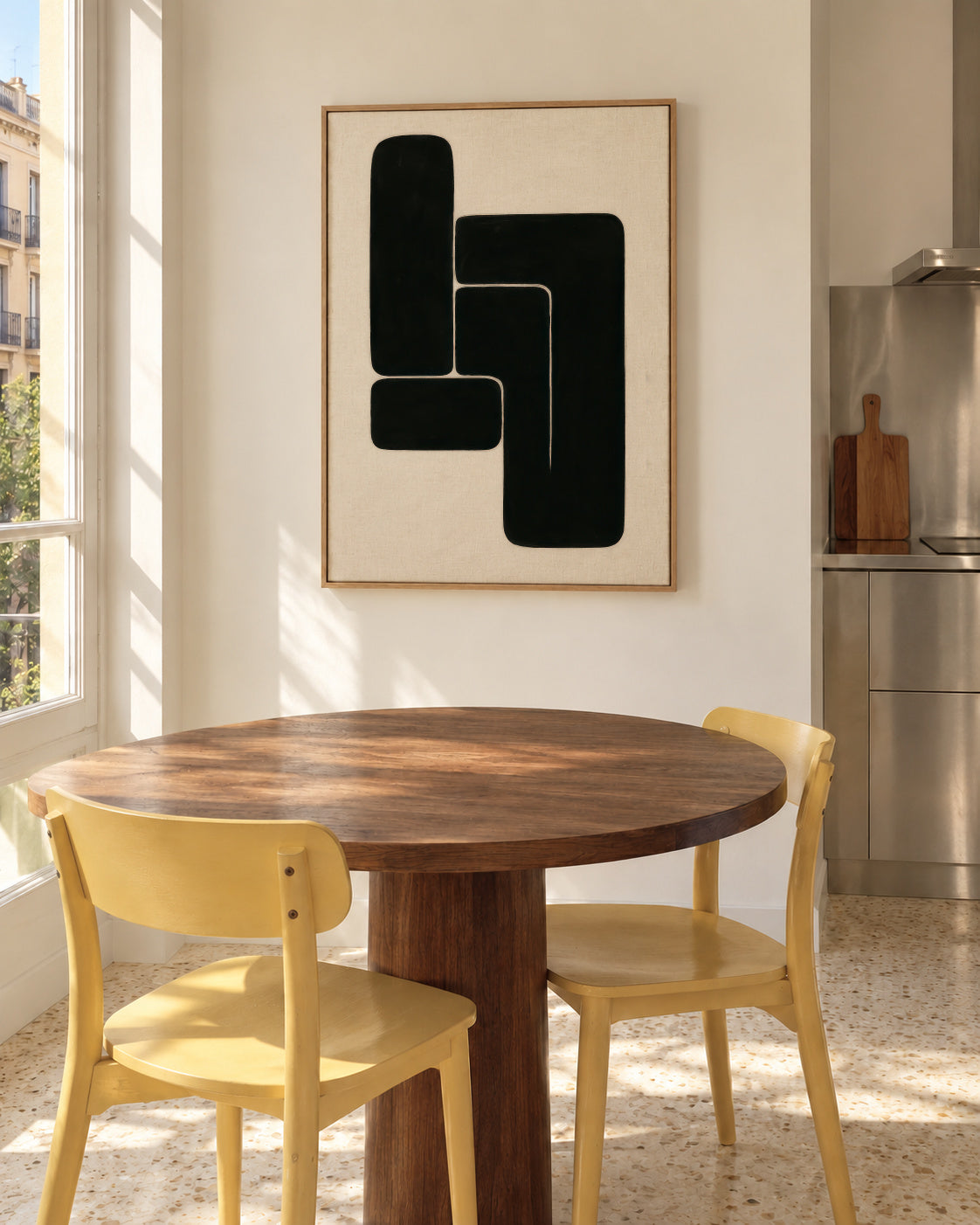 L-Shape Balance III - Framed canvas in an interior