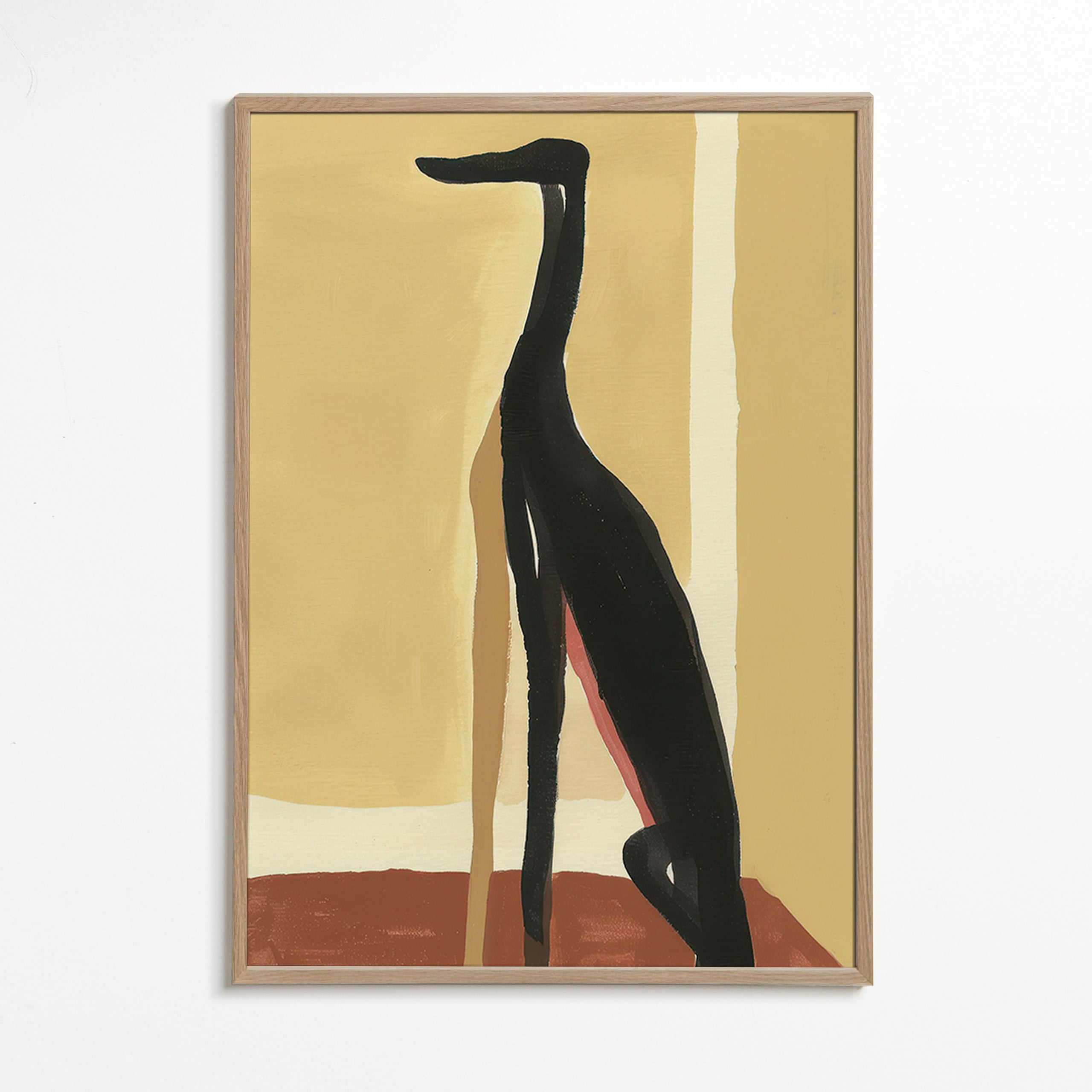 Cuadro galgo en perfil minimalista – Oak Frame