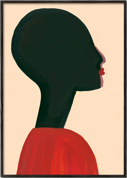 Ilustración: perfil estilizado en rojo – Black Frame