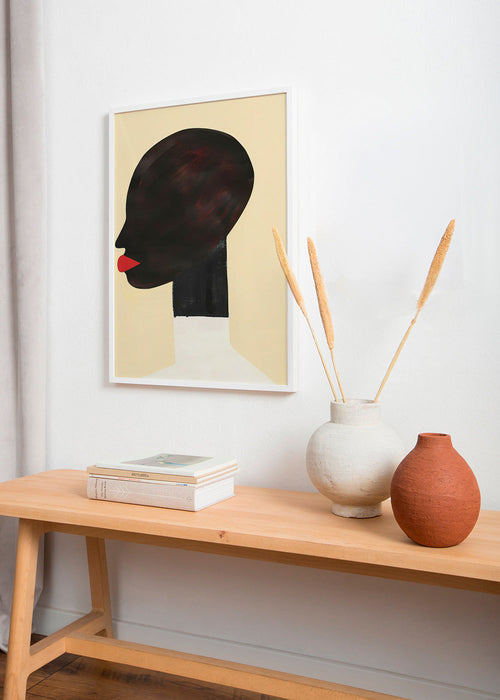 Ilustración de perfil con labios rojos – Product1