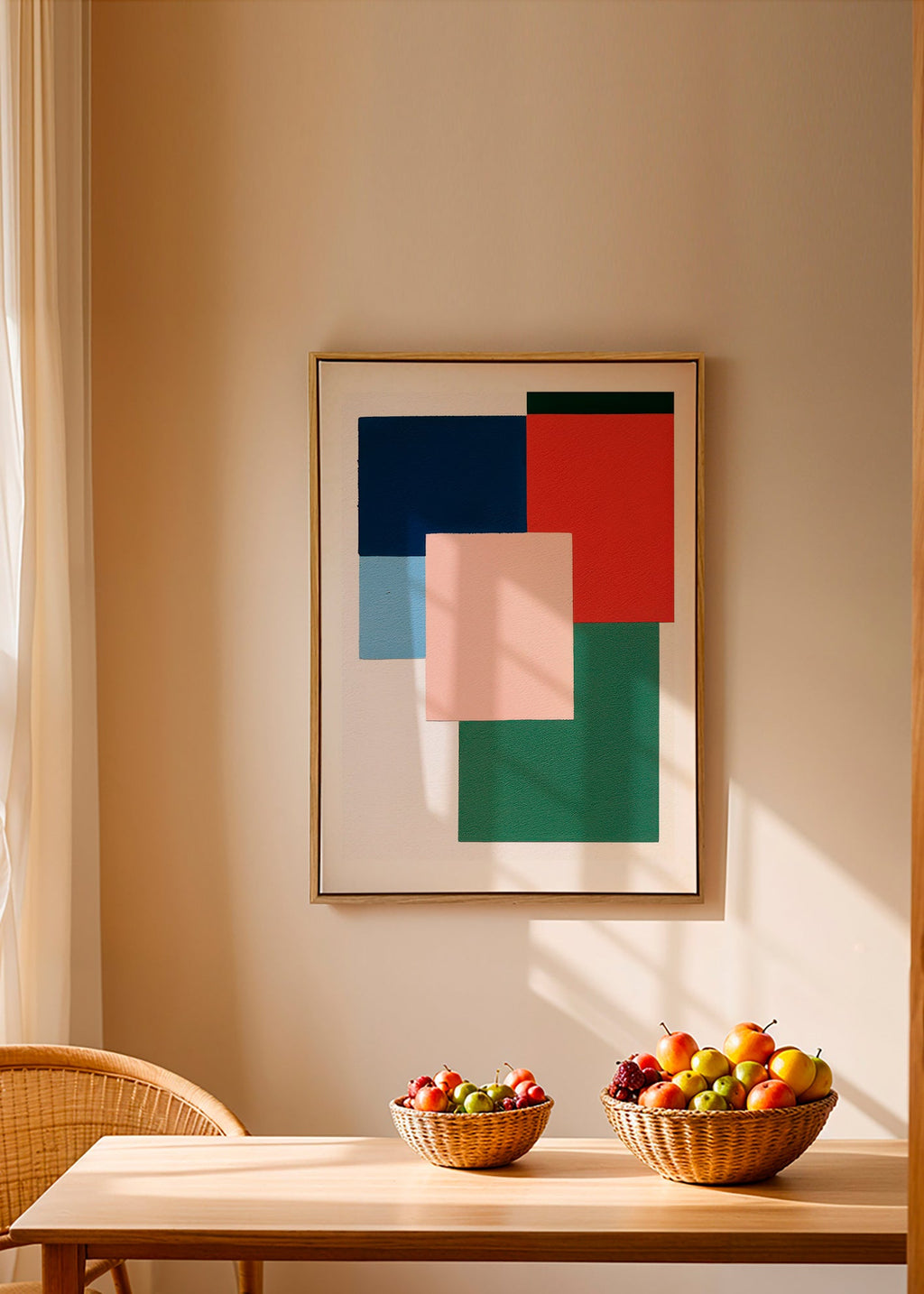 Cuadro geométrico con bloques de color superpuestos – Canvas2