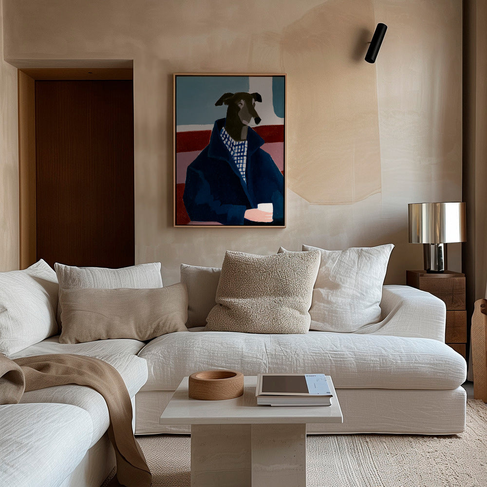 Cuadro galgo con abrigo azul – Canvas2