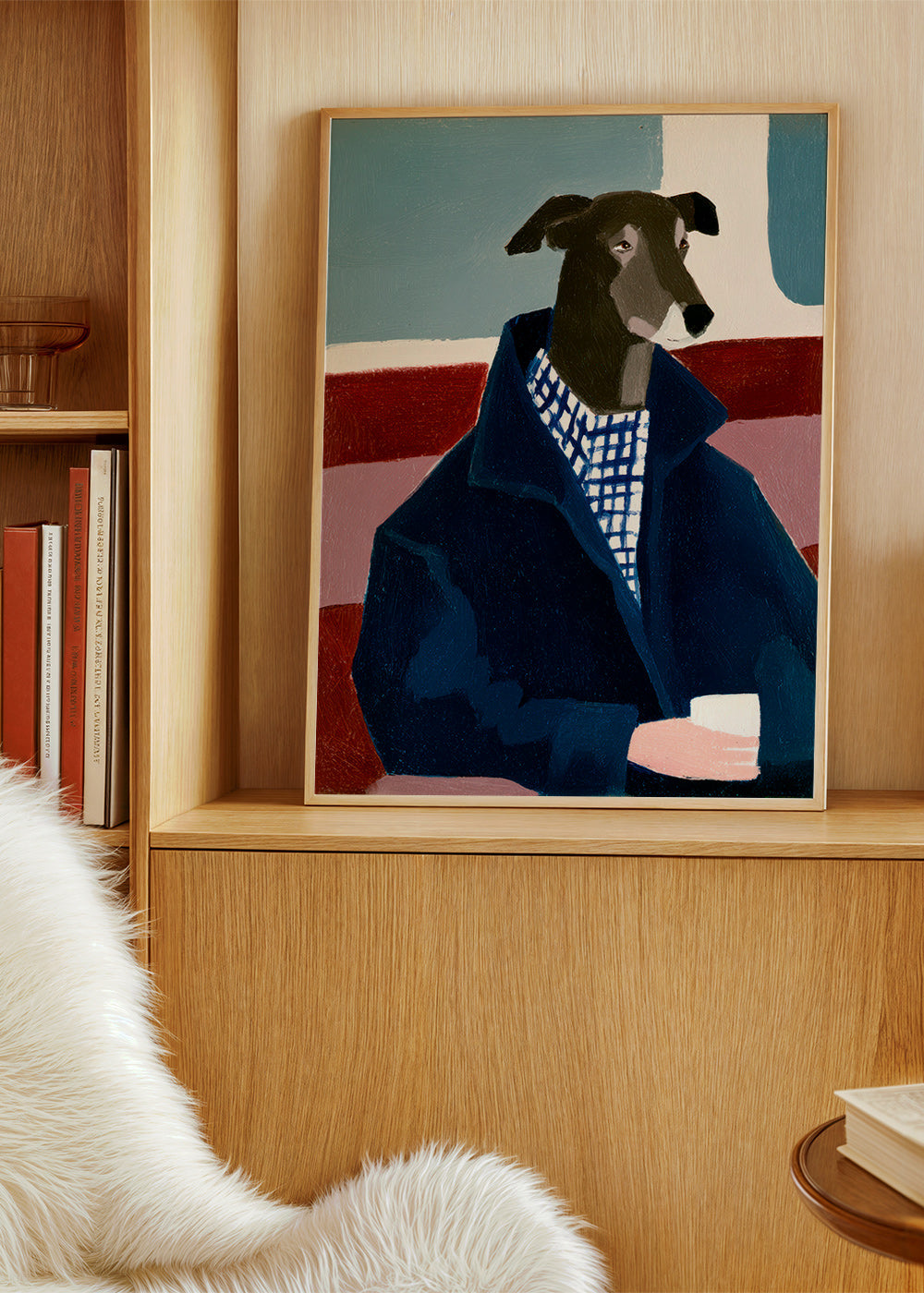 Cuadro galgo con abrigo azul – Product1