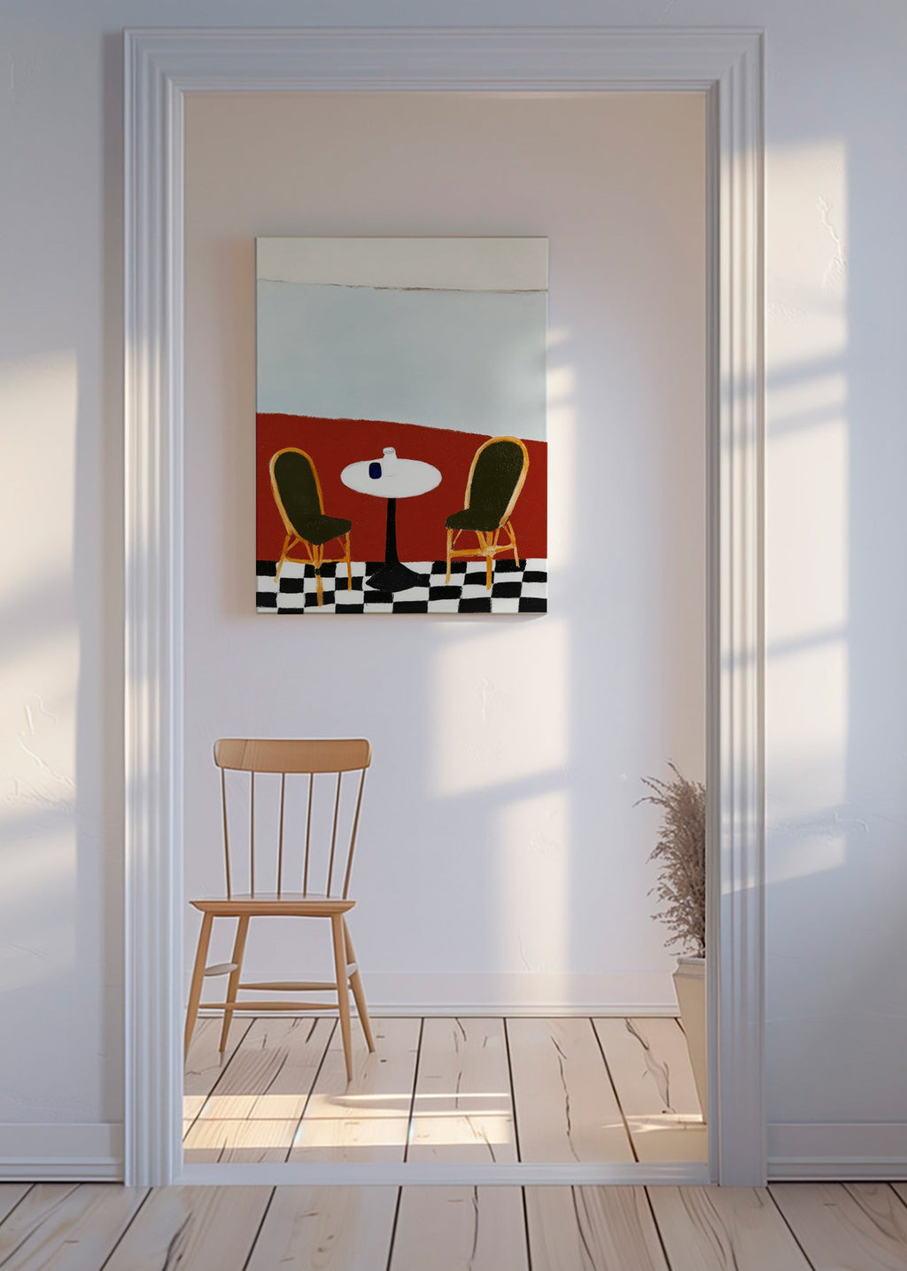 Cuadro de cocina con terraza y mesa redonda – Canvas