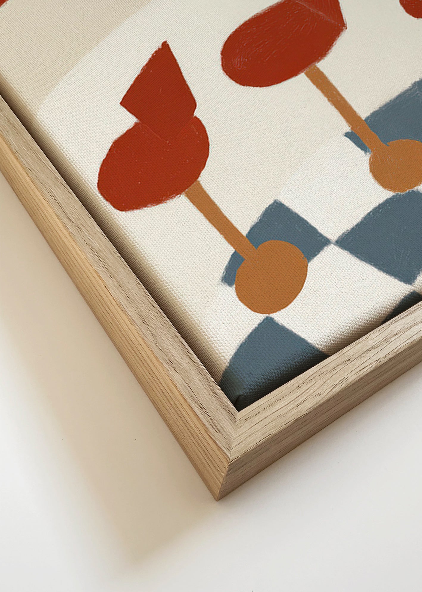 Cuadro de cocina con taburetes rojos y suelo a cuadros – Canvas detail