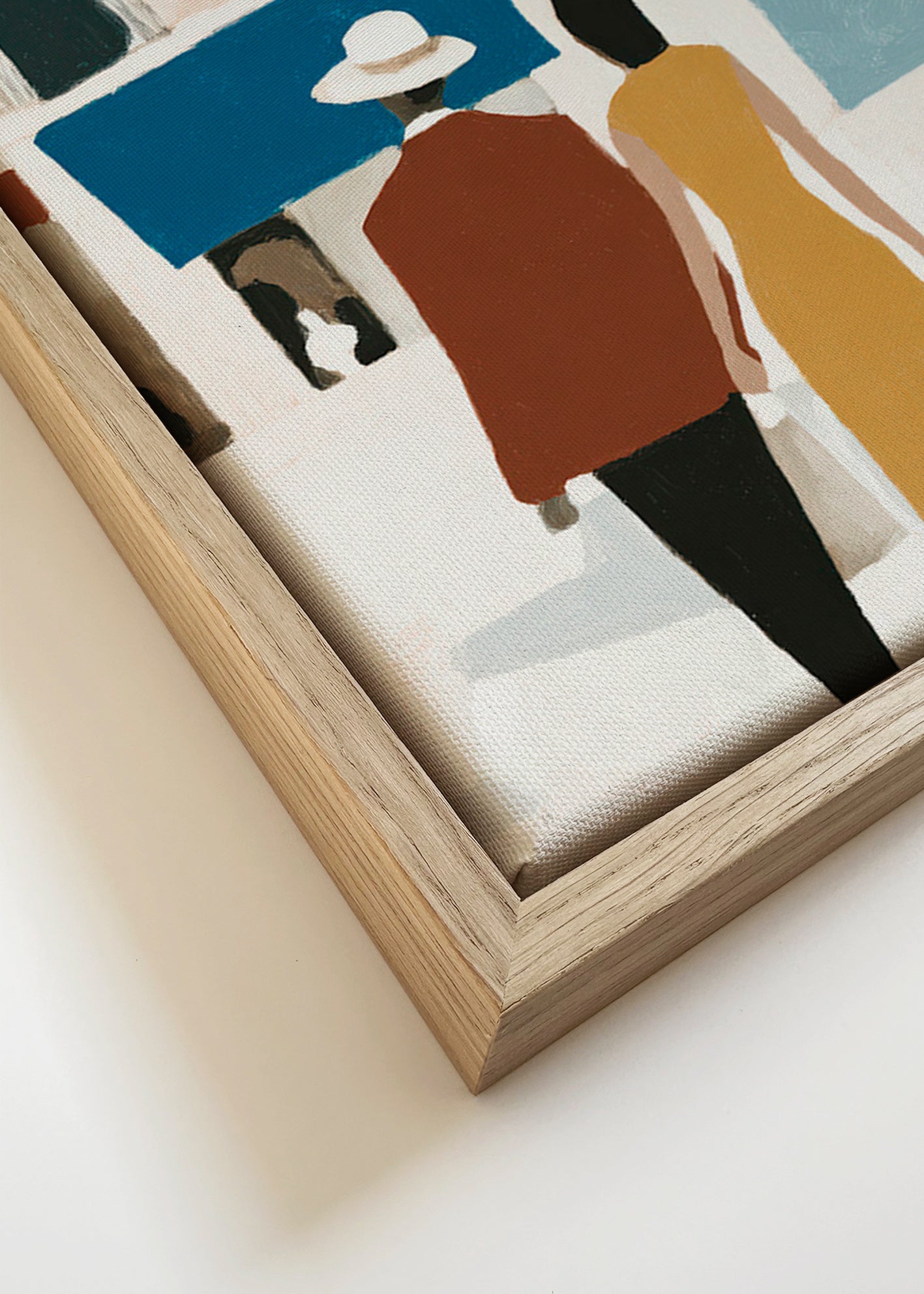 Ilustración de pareja sobre ciudad minimalista – Canvas detail