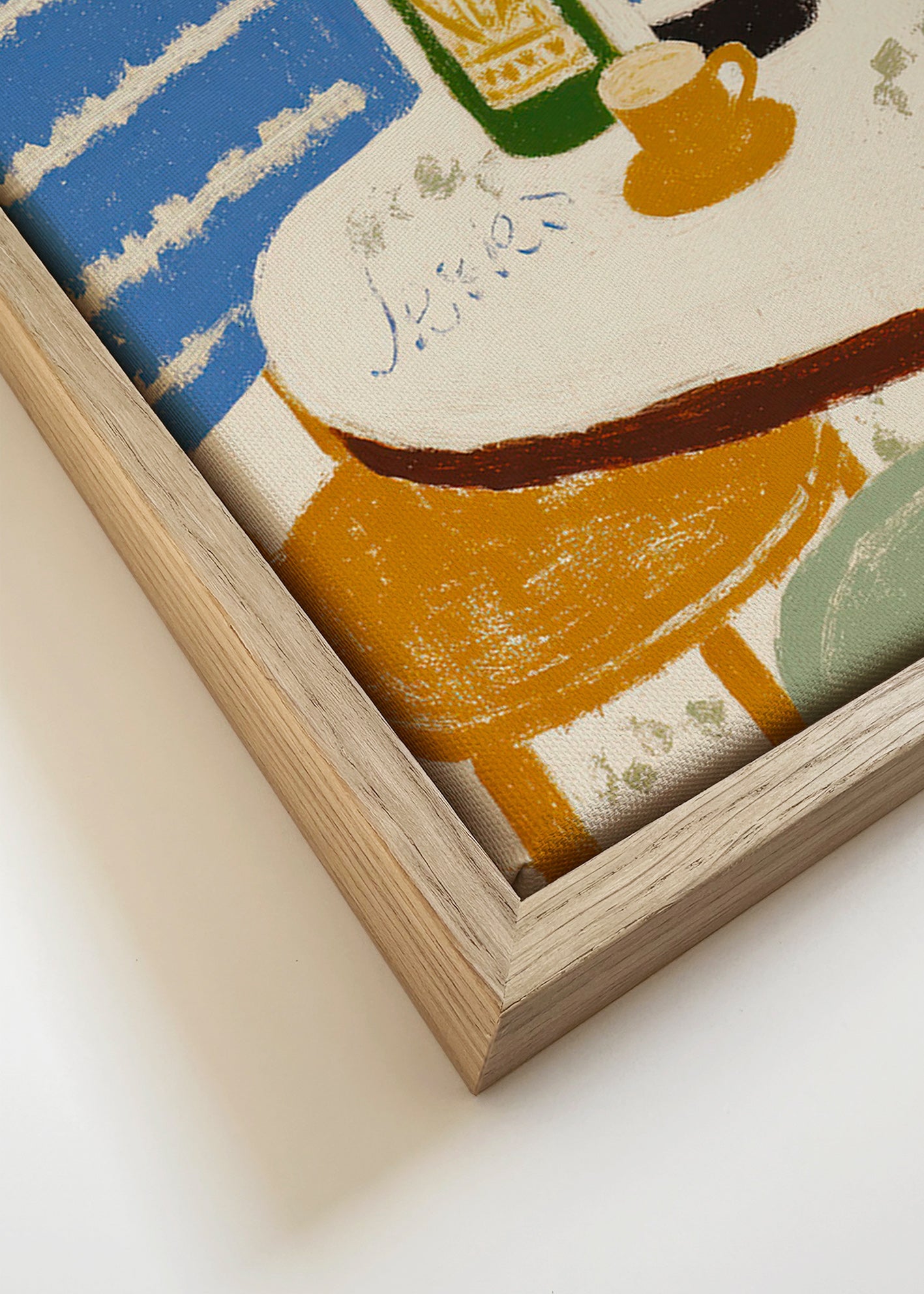 Cuadro de cocina con botellas y taza bistró – Canvas detail