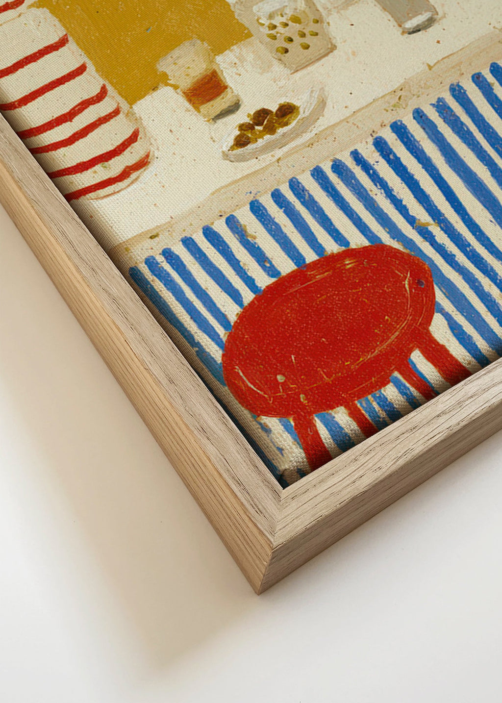 Cuadro de cocina: bodegón de barra con rayas azules – Canvas detail