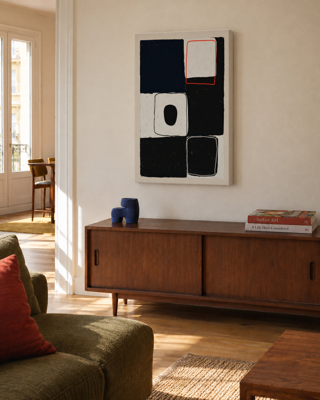 Linear Perimeter - Unframed canvas in an interior