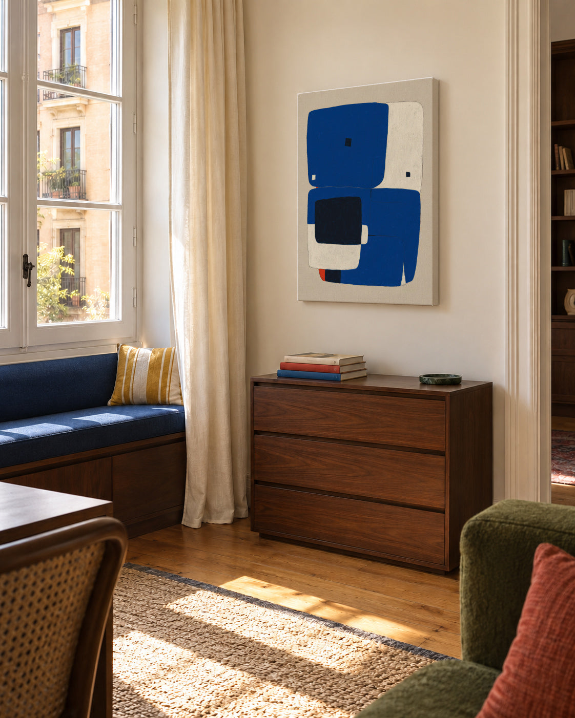 Cobalt Abyss - Unframed canvas in an interior