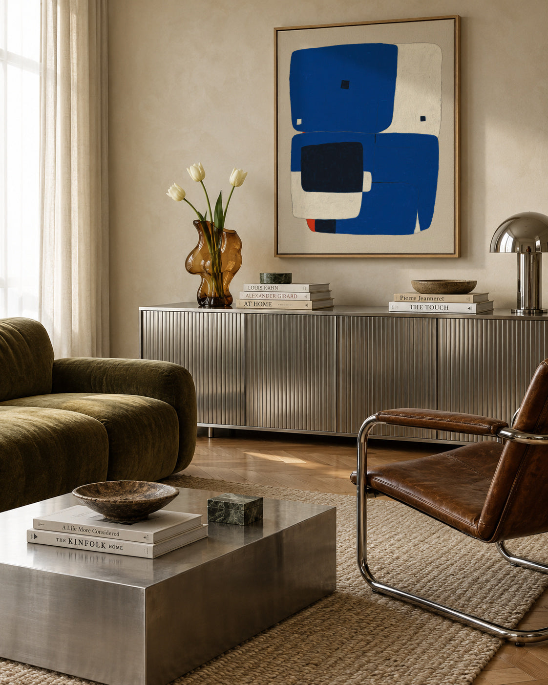 Cobalt Abyss - Framed canvas in an interior