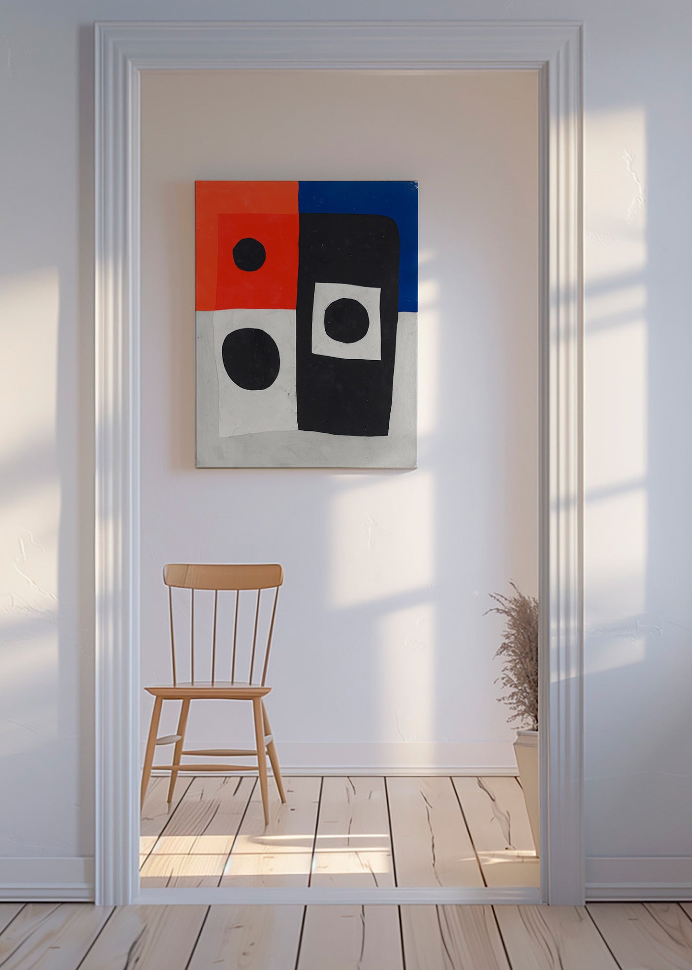 Cuadro geométrico con bloques y círculos – Canvas