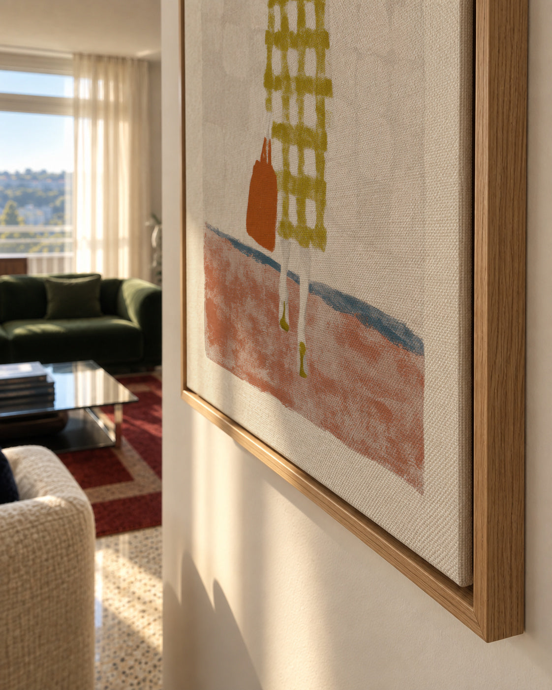 Checkered Departure - Framed canvas detail