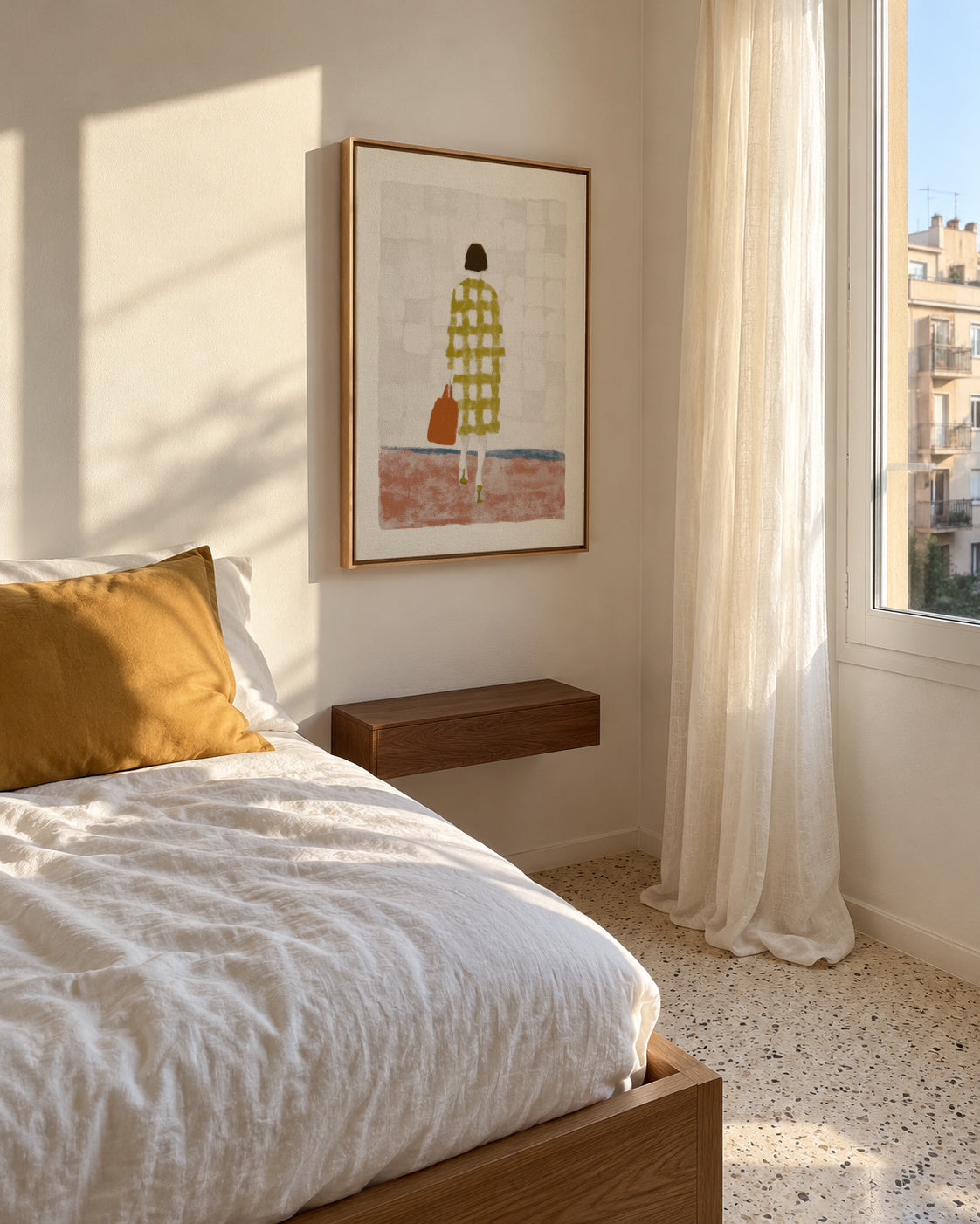 Checkered Departure - Framed canvas in an interior