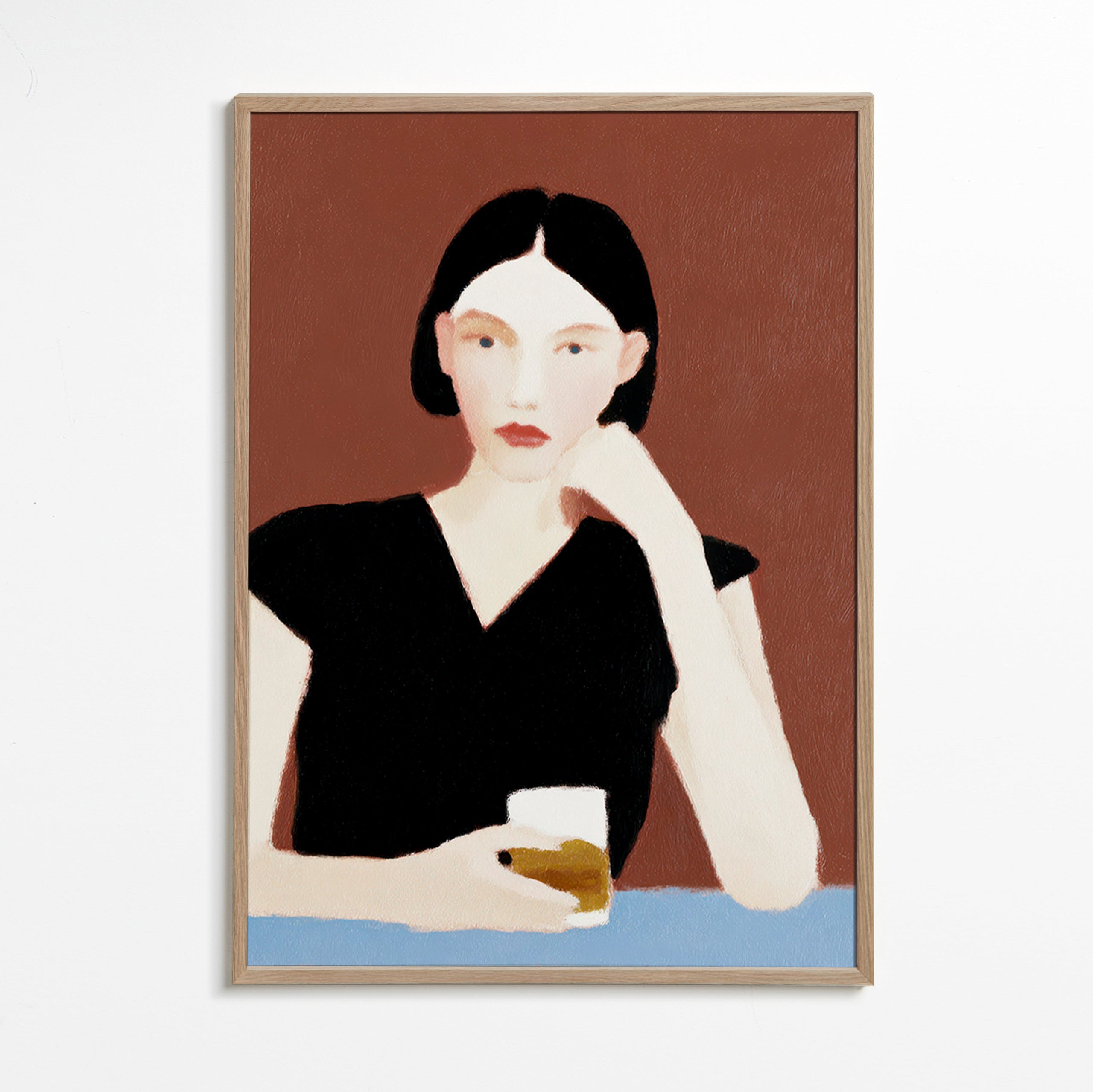 Cuadro de cocina con retrato y copa – Oak Frame