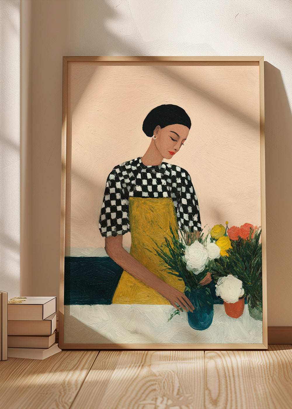 Lámina botánica: florista con ramo y delantal amarillo – Product2