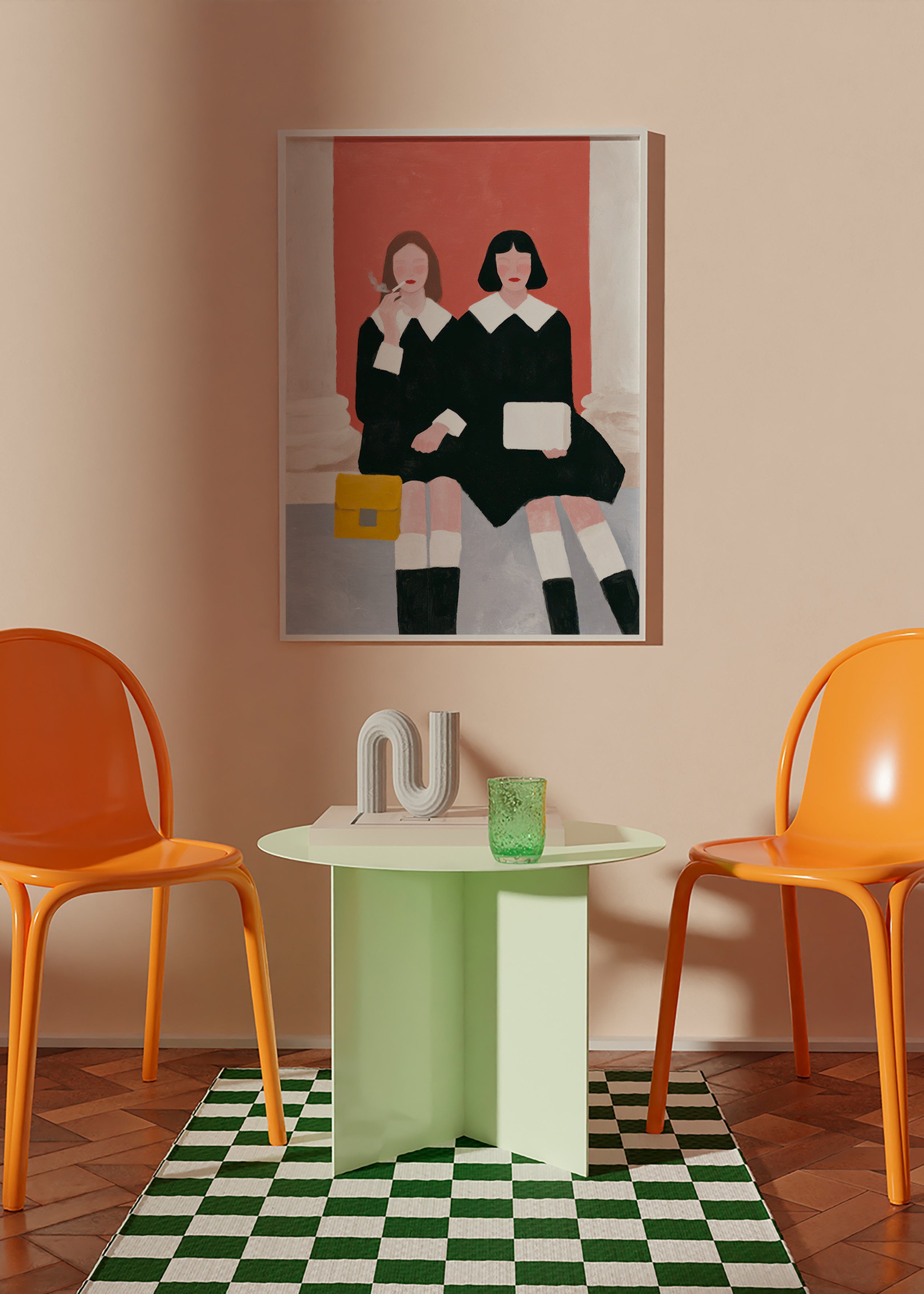 Ilustración de dos figuras sentadas estilo retro – Product3