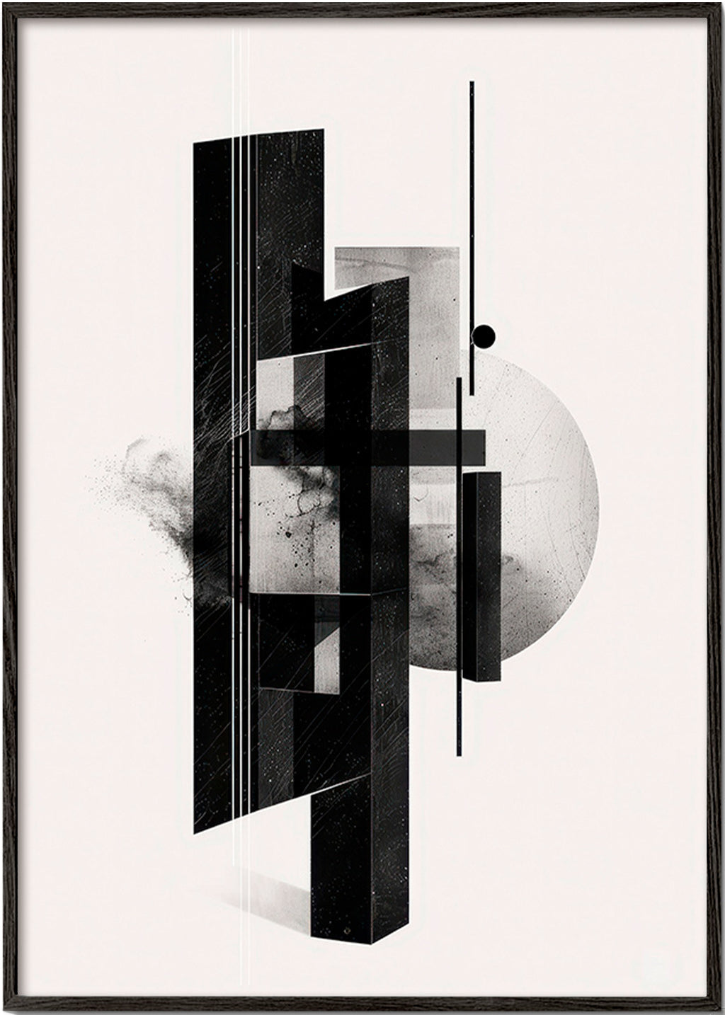 Cuadro en blanco y negro con monolitos geométricos – Black Frame