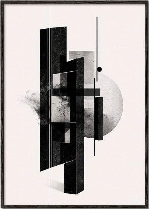 Cuadro en blanco y negro con monolitos geométricos – Black Frame