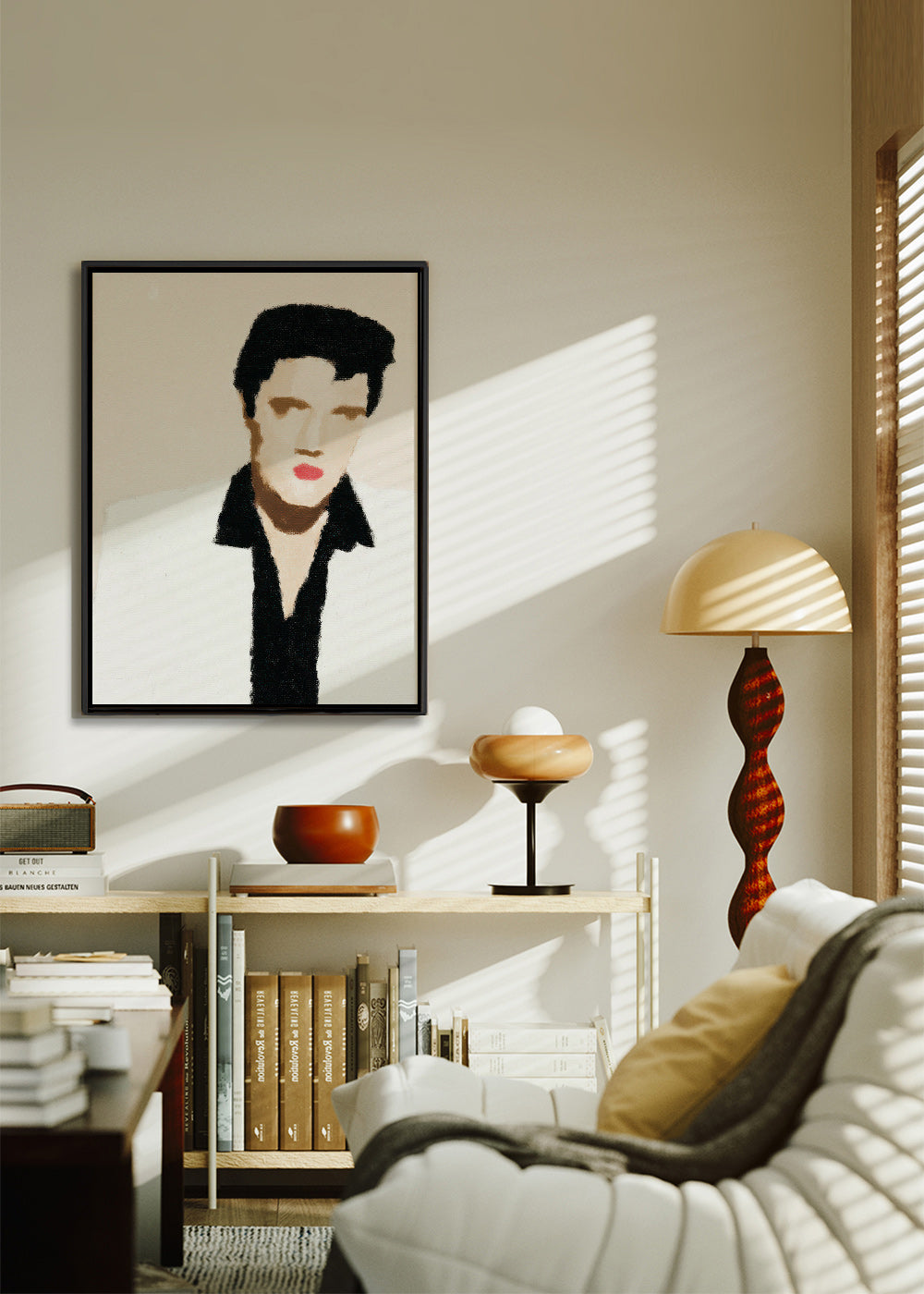 Ilustración retrato minimalista con gesto icónico – Canvas2