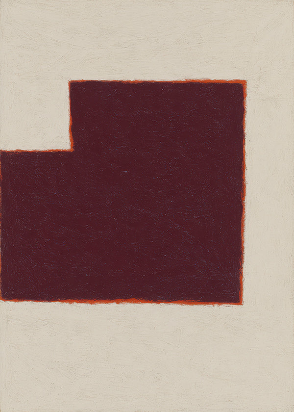 Cuadro abstracto burdeos con bloque geométrico