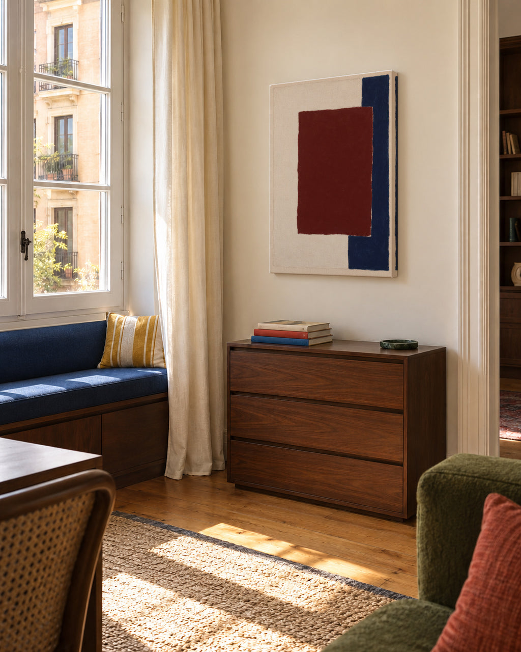 Burgundy Corner III - Unframed canvas in an interior