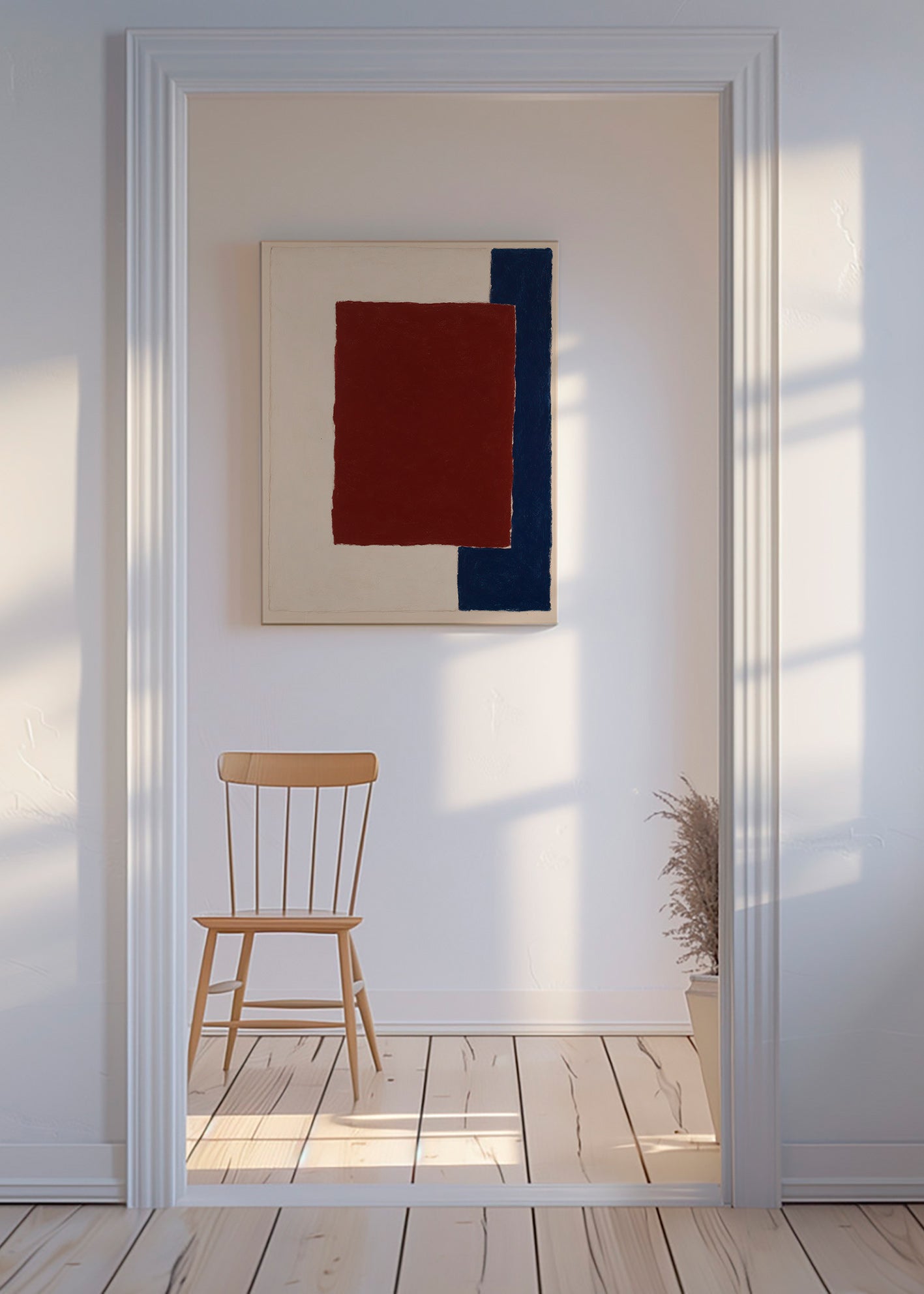 Cuadro abstracto con rectángulo borgoña – Canvas