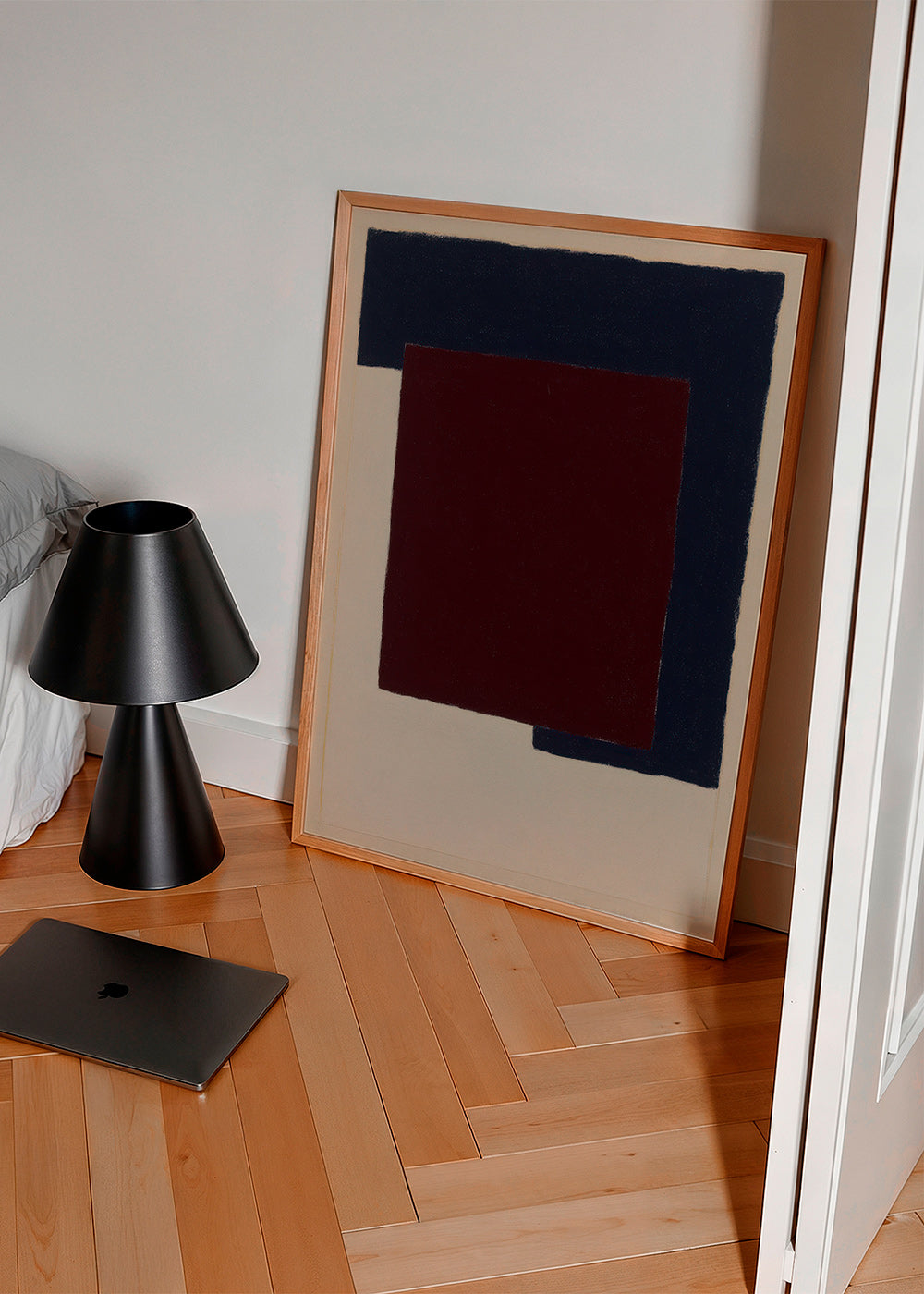 Cuadro abstracto de bloques burdeos y azul – Product3