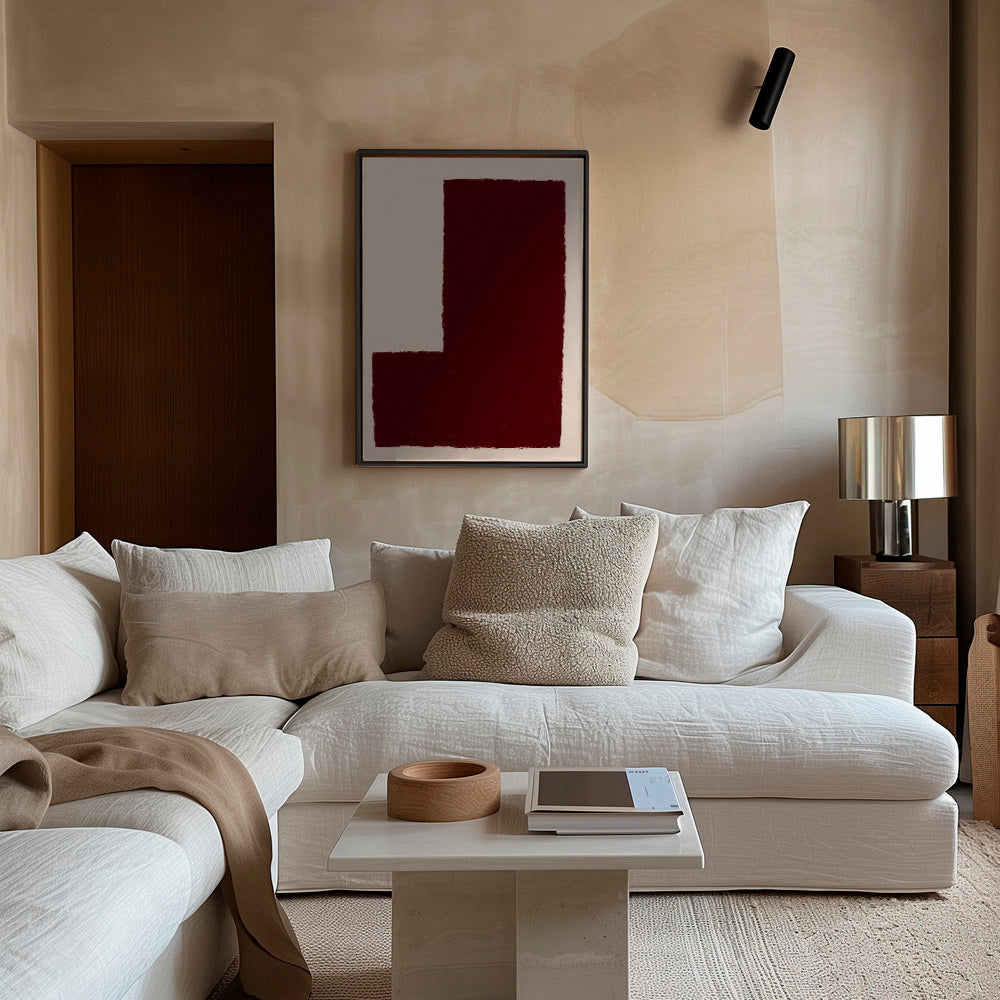 Cuadro abstracto con gran bloque burdeos – Canvas1