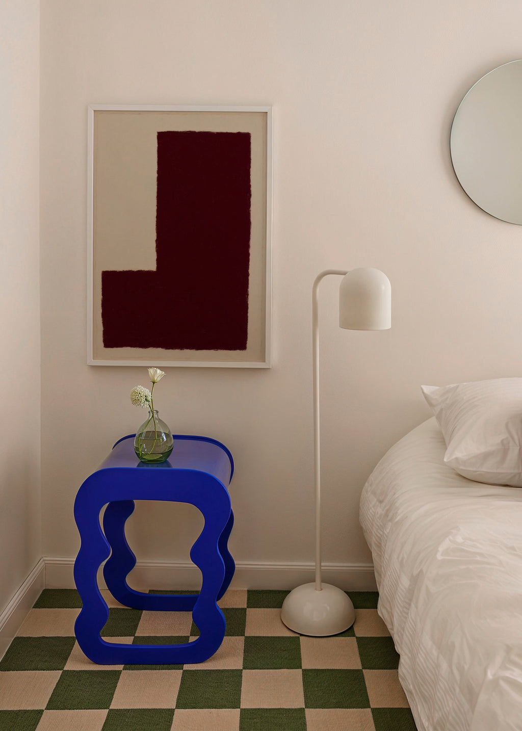 Burgundy Corner V - Framed poster in an interior