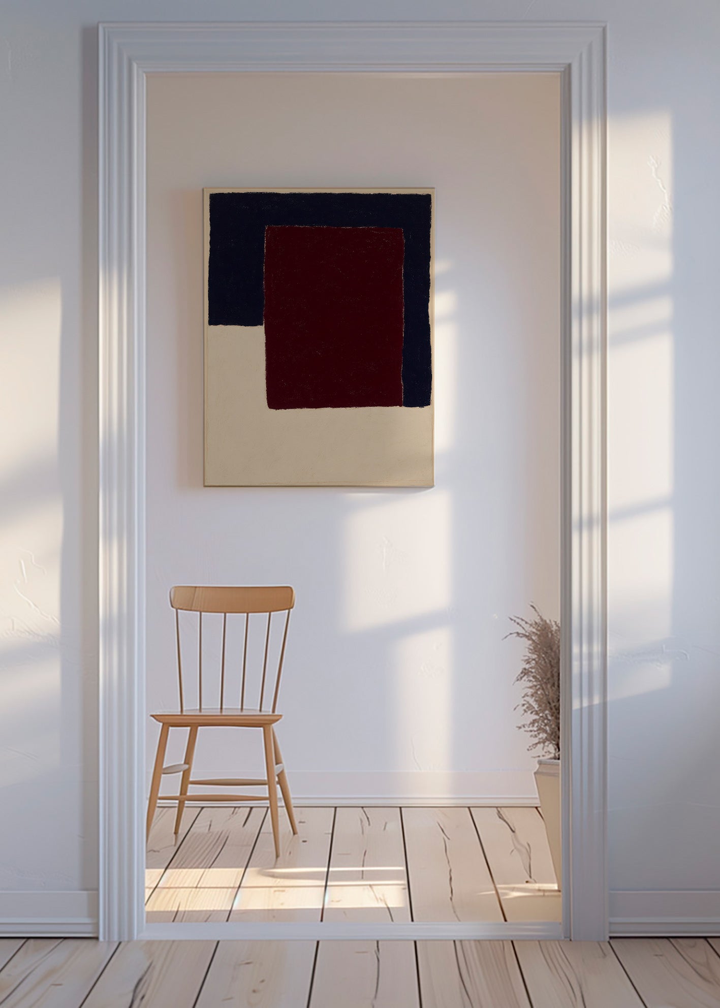 Cuadro abstracto borgoña vertical – Canvas