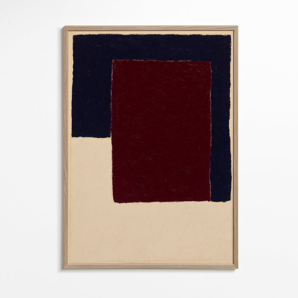 Cuadro abstracto borgoña vertical – Oak Frame