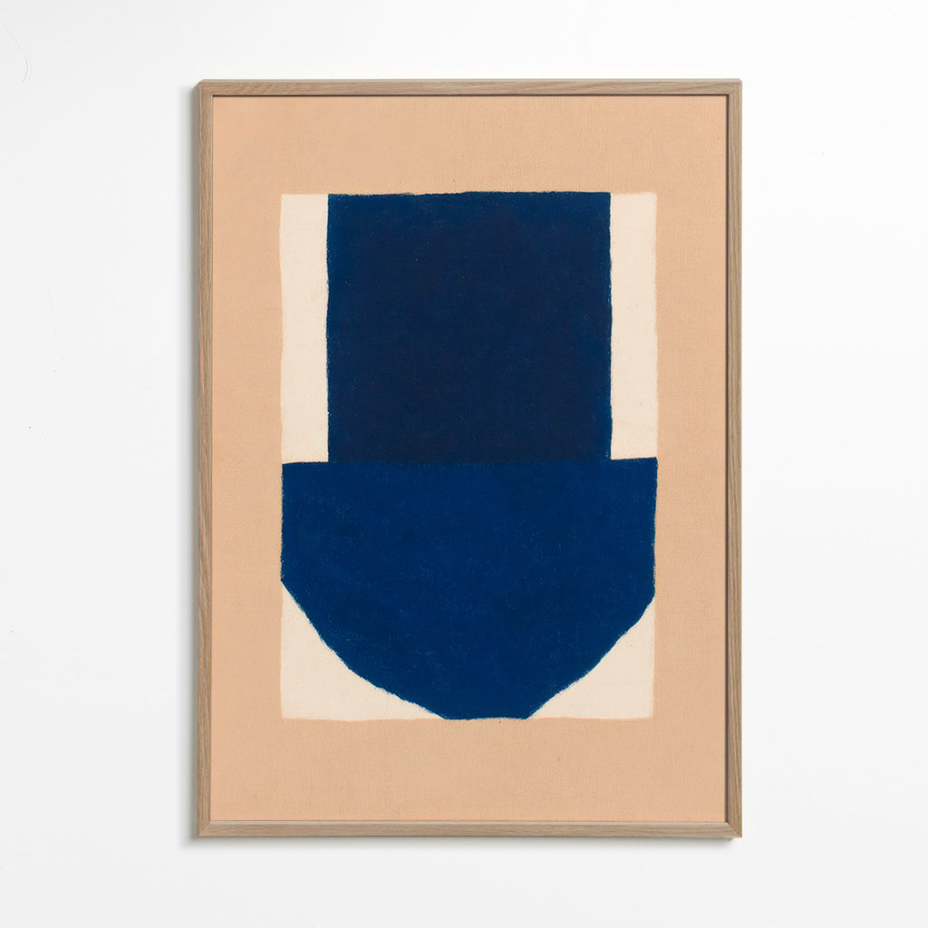 Cuadro geométrico con bloque azul marino – Oak Frame