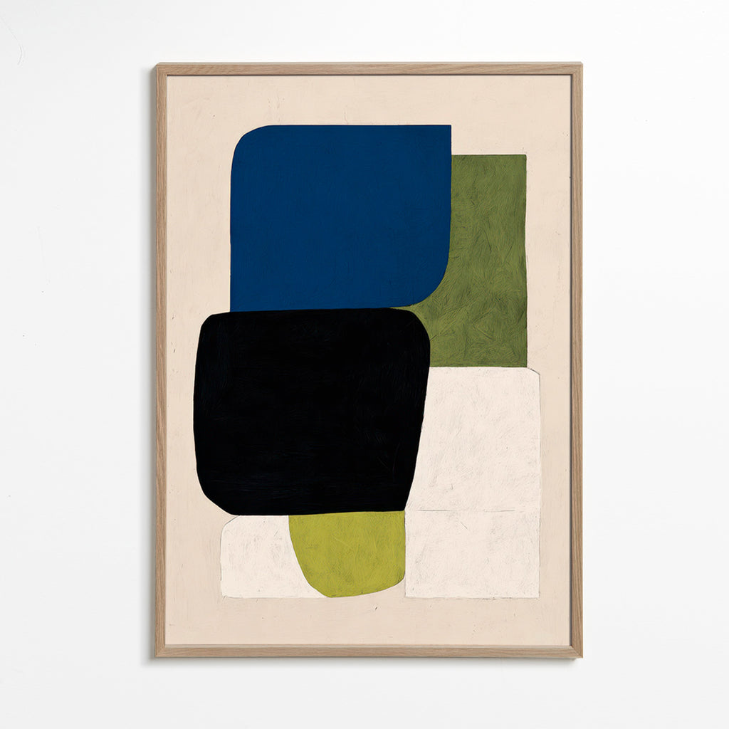 Cuadro abstracto de bloques geométricos – Oak Frame