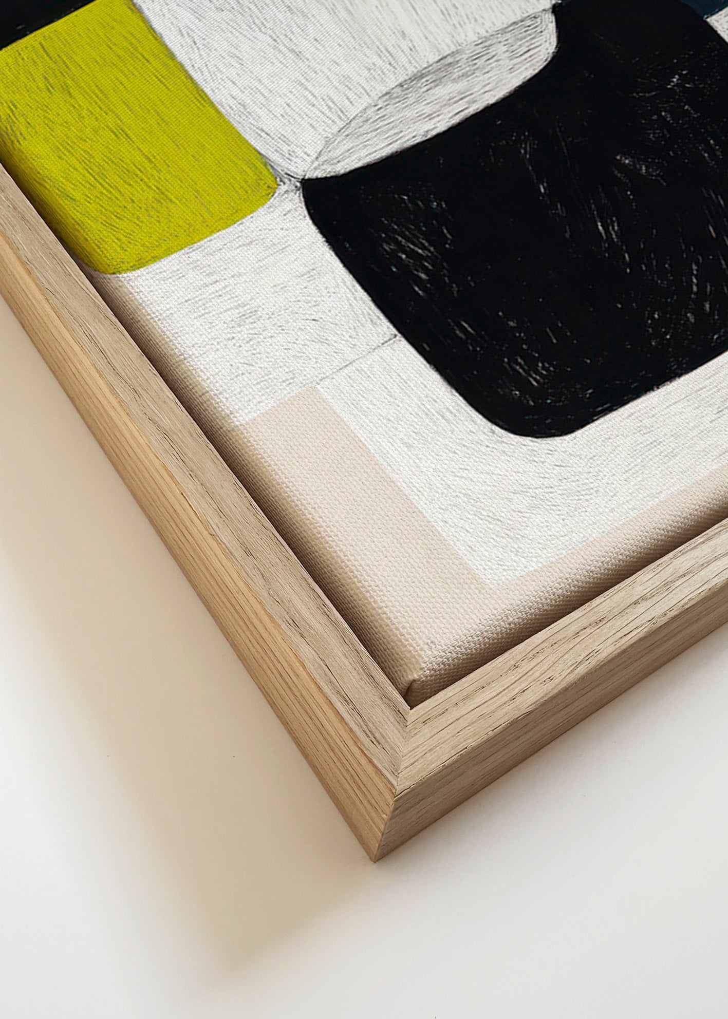 Cuadro geométrico de bloques y textura lineal – Canvas detail