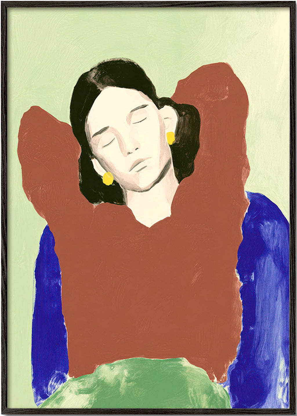 Ilustración de figura reclinada y gesto sereno – Black Frame