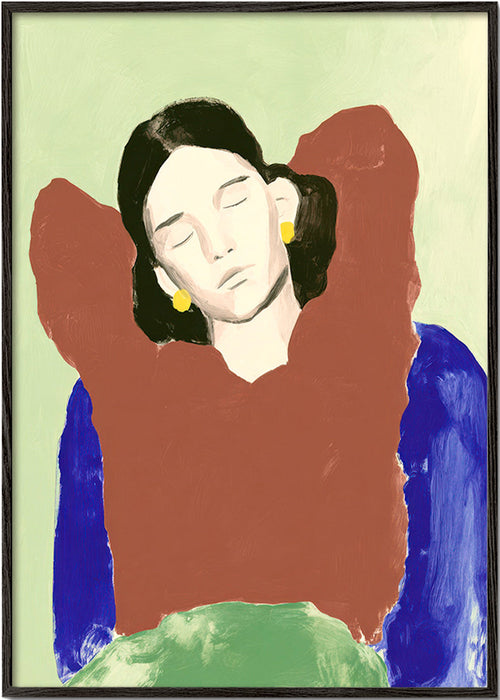 Ilustración de figura reclinada y gesto sereno – Black Frame