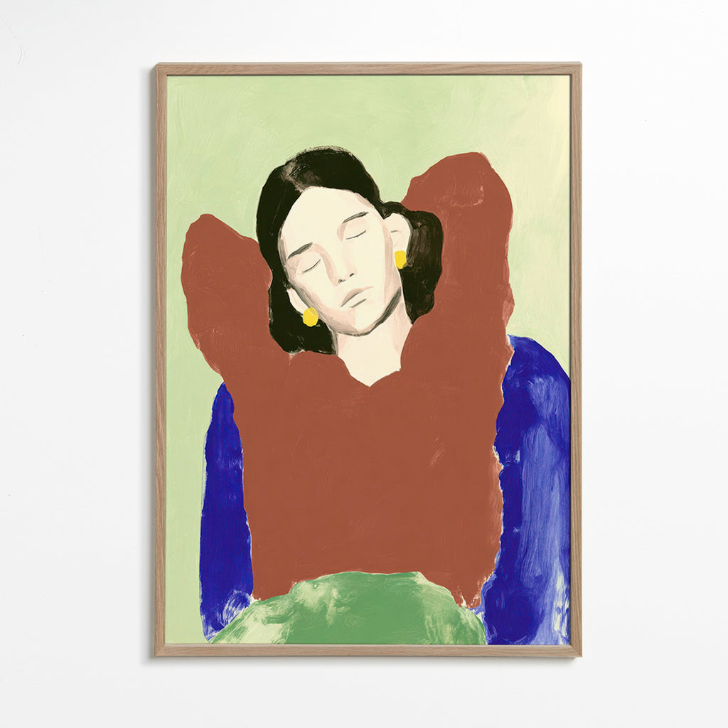 Ilustración de figura reclinada y gesto sereno – Oak Frame